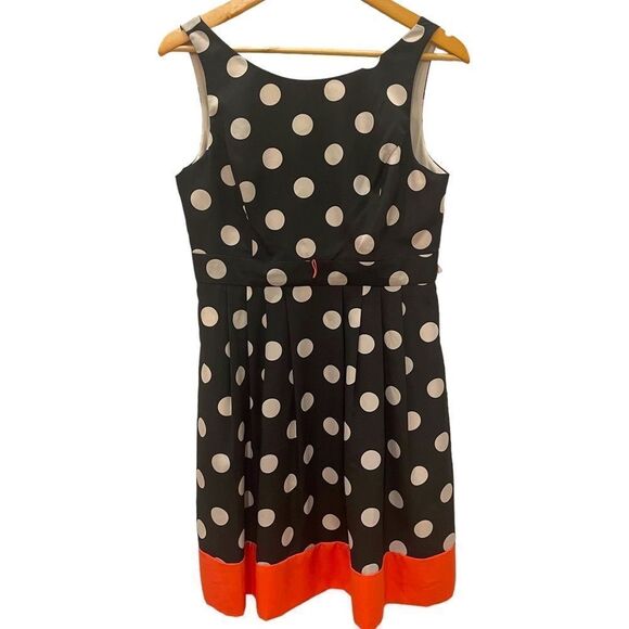 Eliza J Pleated Polka Dot Dress Size 8P - Picture 1 of 9